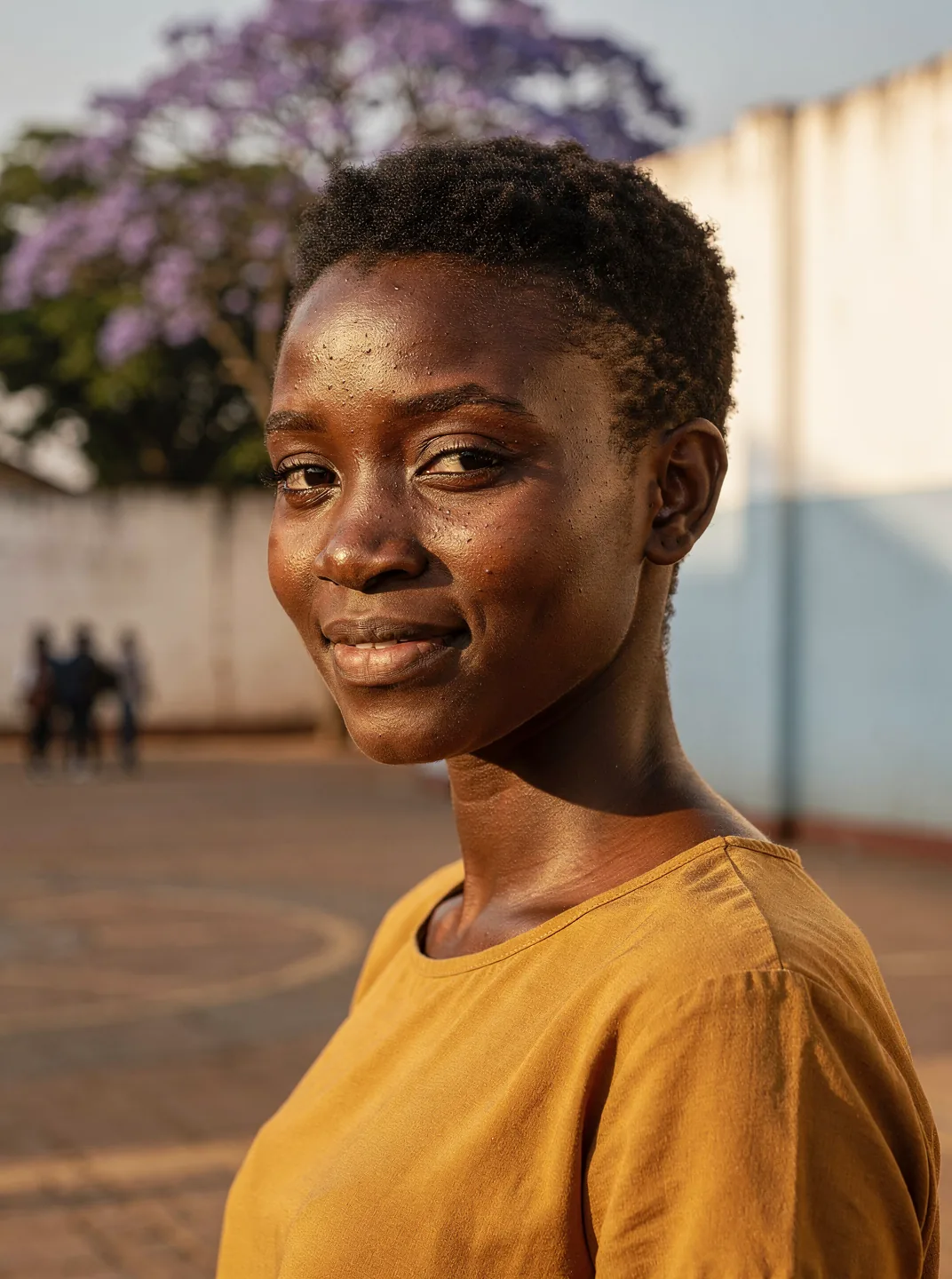 A university student outside her campus in Nairobi